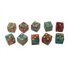 炫彩點數骰子 酒吧骰寶 團康派對必備 彩色數字骰子 棋牌遊戲解壓骰子, 青褐 10顆, 1個