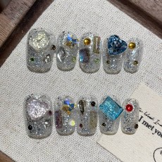 冰晶寶盒 純手工美甲穿戴甲 指甲貼片, 1個, BNP042-M碼(實品拍攝)