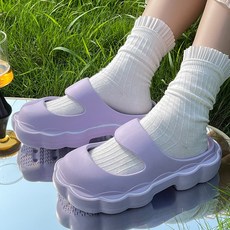 2023NEW 여성 미끄럼 방지 슬리퍼 푹신한 리본 구름 EVA 슬리퍼 학생 예쁜 슬리퍼 실내슬리퍼 5컬러, 220-225, 자주색, 1개