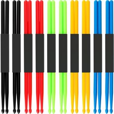 10쌍의 5A 나일론 드럼 스틱 미끄럼 방지 플라스틱 운동 드럼 스틱 악기 타악기 연주 연습 연주 휴식을 위한 멀티 컬러 드럼 스틱