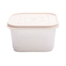 1pc 주방 스토리지 박스 생강 마늘 양파 드레인 신선한 상자 냉장고 과일 휴대용 라운드 주방 신선도 드레인 인감 상자, 베이지, 1개