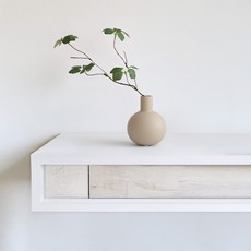 긴목 도자기 작은 화병 베이지 동양 화기