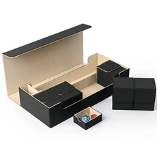 TCG 케이스 카드슬리브박스 카드 보관함 덱 5개 수납 가능 최대 1200장 이상의 싱글 슬리브 및 트레이딩, 3)Black-Sand