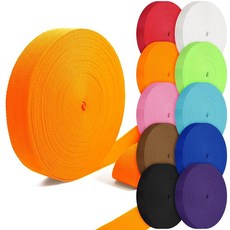 Grosun 면 웨빙 2.5cm(1인치) 3.8cm(1.5인치) 5.1cm(2인치) 토트 스트랩 캔버스 스트랩 가방용 10 25 50 3.3야드 웨빙(블랙 x 22.7, 주황색