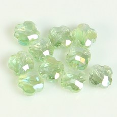 크리스탈 유리 론델컷 론델 비즈 6mm 클로버, 1세트, F0421. 연그린