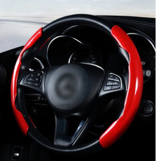 碳纖維紋理方向盤套 舒適握感提升操控性, 紅色