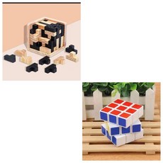 台灣熱銷 54T魔斗 俄羅斯方塊益智木質玩具 科教立方 孔明鎖魯班鎖 兒童益智玩具, 54T魯班鎖+奇藝魔方, 1個