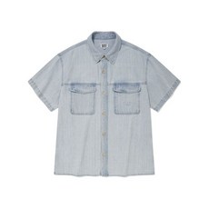 와키윌리 WACKY WILLY 이지 데님 반팔 셔츠 스카이 블루 174520