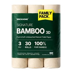 [국내제조] 브릭홈 시그니처 뱀부 3겹 친환경 무표백 롤 화장지, 1개, 30개입, 27m