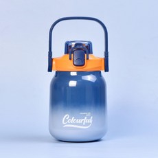 Colourful 大肚保溫杯 雙飲設計便攜水壺, 1個, 620毫升—漸變深藍色(4744-1):304不鏽鋼, 1L