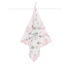 Little G 울트라 플러시 기린 러비 담요 43.2 x 43.2cm(17 x 17인치) - 아기 안전 담요 부드러운 인조 모피 및 새틴 트림 여아 및 남아용 신생아 선물, 핑크