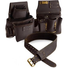 OX 도구 프로 번들 오일 태닝 가죽 왼손용 고정 파우치 내구성 강한 조절식 공구 벨트 드라이월 시공자, 공구파우치 가방 주머니 툴백 OX 도구 프로 번들 오일