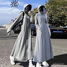 優選大碼冰絲防曬衣女，中長款UPF50+透氣防紫外線外套，戶外涼感防曬