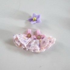 해외 Tznzxm 17cm 인형 옷 16.7cm6.7인치 귀여운 드레스 패션 2피스 세트 그린 퍼프 및 플라워 헤어 액세서리 의류 교체 의상인형 없음 미국매장정품+ 172403, 핑크.