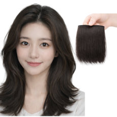 피오니르 옆머리 뿌리커버 볼륨 헤어피스, 2개, 블랙브라운