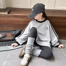 賣場優選童裝 女童長袖 【春秋款】女童春秋打底衫2025洋氣女大童中長款圓領衛衣裙T恤