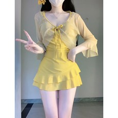 泳衣女款連體保守防曬罩衫顯瘦遮肉性感網紅高級感純欲泡溫泉泳裝