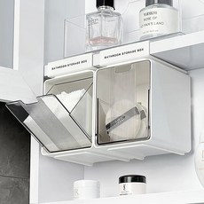 선반하단 걸이형 언더 투명 수납함, 3개, 화이트
