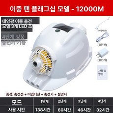 태양열 헬멧 야외 쿨링 쿨러 건설현장 모자 선풍기, 1개, 화이트 12000