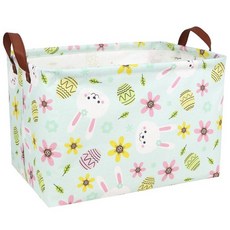 ASKETAM 아동용 대형 빈 부활절 바구니 패브릭 맞춤형 토끼 달걀 부활절 선물 바구니 남아 및 여아용 (토끼 마술사 부활절 달걀), 래빗 블루 배경