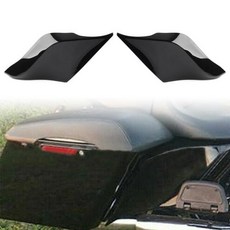 오토바이 스탠드 사이드 2X 확장 배터리 커버 할리 투어링 스트리트 로드 글라이드 2009 2010 2011 2012 2013 광택 블랙 ABS 플라스틱