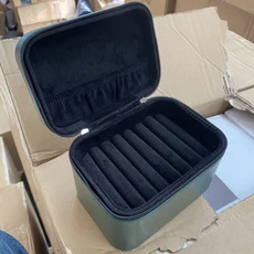 精緻絨毛 旅行便攜款 多隔層戒指項鍊收納盒, 綠色, 1件