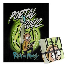 RICK AND MORTY 플리스 담요 매우 부드러운 침대 액세서리 387.4 x 330 소파 그를 위한 선물 (블랙/그린)