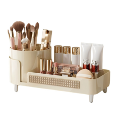 KDNC 360도 회전 화장대 하드케이스 수납함, 화이트, 1개