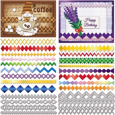 글로블랜드 다이아몬드 테두리 금속 다이 컷 웨이브 프레임 컷팅 가장자리 배경 DIY 스크랩