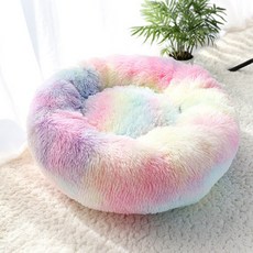 실내 고양이를위한 고양이 침대 용 15.75 인치 직경 부드러운 둥근 개 침대 봉제 푹신한 쿠션 비 슬립 바닥 다중 색상, 1개