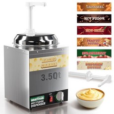 WantJoin Nacho 펌프 포함 치즈 디스펜서 - 2.1L(2.2쿼트) 나초 치즈 워머 스테인리스 스틸 핫 퍼지 워머 5단계 온도 조절 포함 핫 퍼지 치즈 캐러멜용