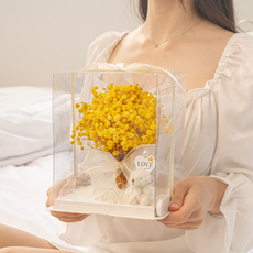 마음담은집 1000일화 프리저브드 LED 안개꽃다발, 안개꽃 옐로우