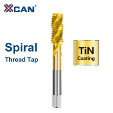 XCAN HSS 강철 나사 탭 티타늄 코팅 나선형 나사 탭 M2-M18 플러그 HSS6542 스레딩 도구 드릴 비트, TiN Coated, M10x1.0, 1개