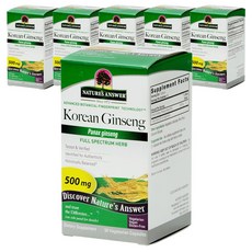 NATURE'S ANSWER 高麗人參 500 毫克素食膠囊素食無麩質, 50 件, 6個