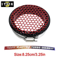 76mm 3인치 102mm 4인치 에어 흡입구 터보 보호대 에어 스크린 삽입 입구 범용 터보 메쉬 가드 스크린 입구 그릴, [12] red 3.25inch