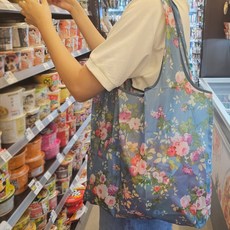 베일리앤 휴대용 포켓 장바구니 가방 에코백, 1개, 스카이플라워