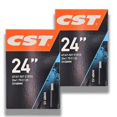 CST 24인치튜브 24X1.75/2.125 슈레더 48mm 벨브 전기자전거 어린이자전거 숙녀용자전거 튜브, 2개