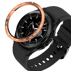LuA lovel Galaxy Watch5/Watch4/Watch4 Classic 相容金屬錶圈保護殼 造型錶圈環, E玫瑰金色