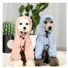 강아지 우비 방수 판초 레인코트 반사 애완견 비옷 가방 셔츠 산책 복 재 빨래 용품, 블루