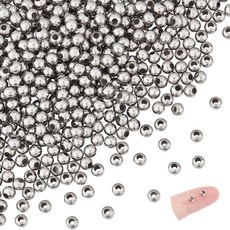 304 스테인리스 시임드 라운드 비즈 스테인리스색 직경 4mm 구멍 1.5mm 500개 주얼리 공예 제작용, 1개, 색상