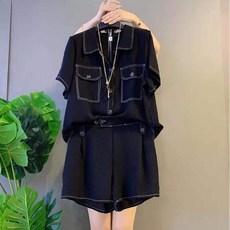 UNIQUEZON ~6XL까지 여성 여름 루즈핏 반팔티 반바지 투피스 캐주얼 세트 트레이닝복 데일리룩 빅사이즈