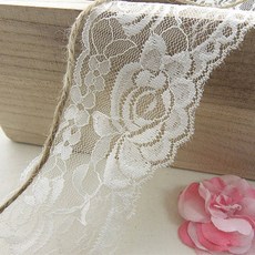 라셀레이스 스판 폭 6cm 장미꽃 아이보리색, 1개