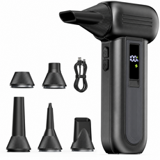TROKY 강력 무선 에어건 차량용 청소기 미니 핸디 청소기 3단계 터보 제트 블로워 135000RPM 배터리 잔량 표시, A13, 블랙