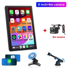 JMCQ 8 인치 수직 모니터 무선 Carplay 안드로이드 자동 마그네틱 브래킷 화면 휴대용 라디오 스테레오 GPS, 03 6m camera