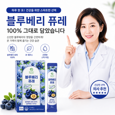 블루베리즙 100% 눈 블루베리퓨레 HACCP 인증 건강 즙 스틱 14포, 1박스, 280g