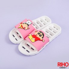 韓國大創Daiso蠟筆小新EVA浴室拖鞋 室內拖鞋 防滑拖鞋 居家拖鞋 除塵拖鞋 小白 睡衣 正版 男女共用, 1個, 粉色 (27號), 粉色