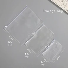 JIANWU-A5 A6 투명 바인더 수납 가방 노트북 저널 교체 문구 정리 바인더 액세서리 사무용품, 02 Storage bag 5pcs A6, 없음