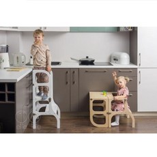 키친헬퍼 베싸 러닝타워 어린이 가구, 그레이/ 자물쇠 브래스