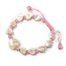 大小貝殼愛心粉紅貓眼珠中國結手環，兒童手鍊，可愛風手環，寶寶飾品，時尚配件