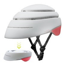 小哲居 西班牙CLOSCA LOOP自行車/滑板運動摺疊安全帽-M號(頭圍56 58CM), 淺灰白/桃紅標, 1個
